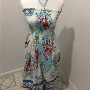 Summer Dress, white, blue flowers